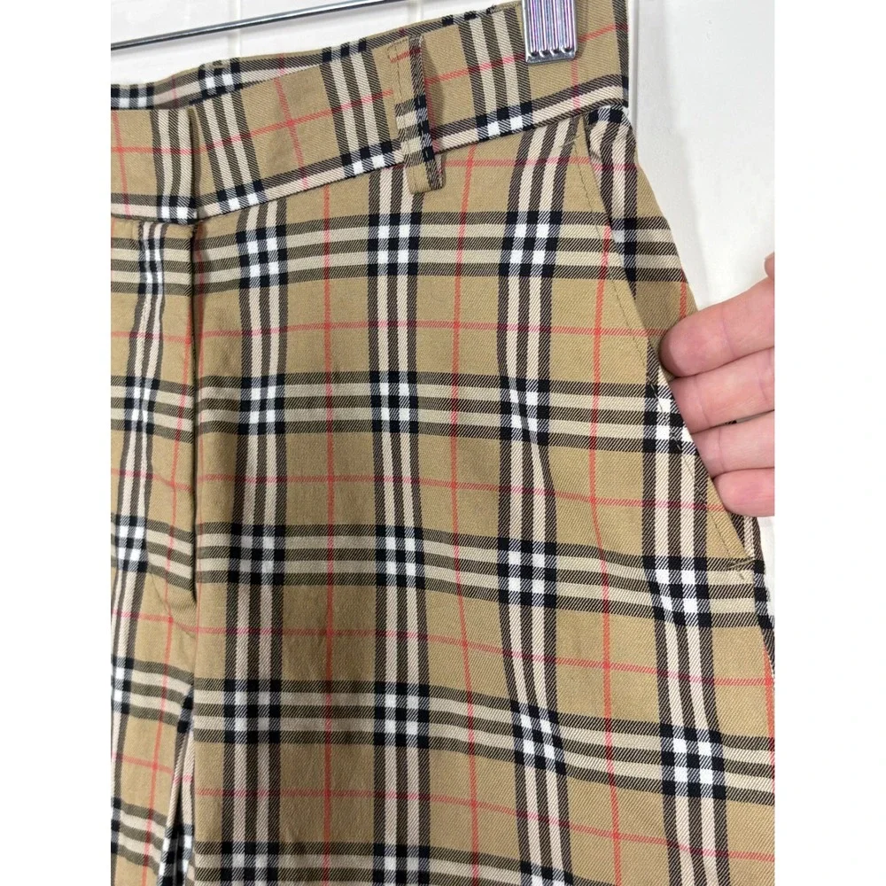 Vintage Burberry Golf Nova Check Shorts US 6 Tan Plaid High Rise Bermuda Cotton